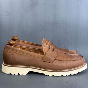 Cole Haan Brown Leather Penny Loafers with White Soles